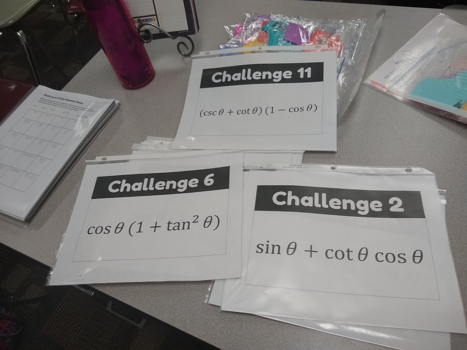trig identities challenge activity for trigonometry or pre-calculus math classes