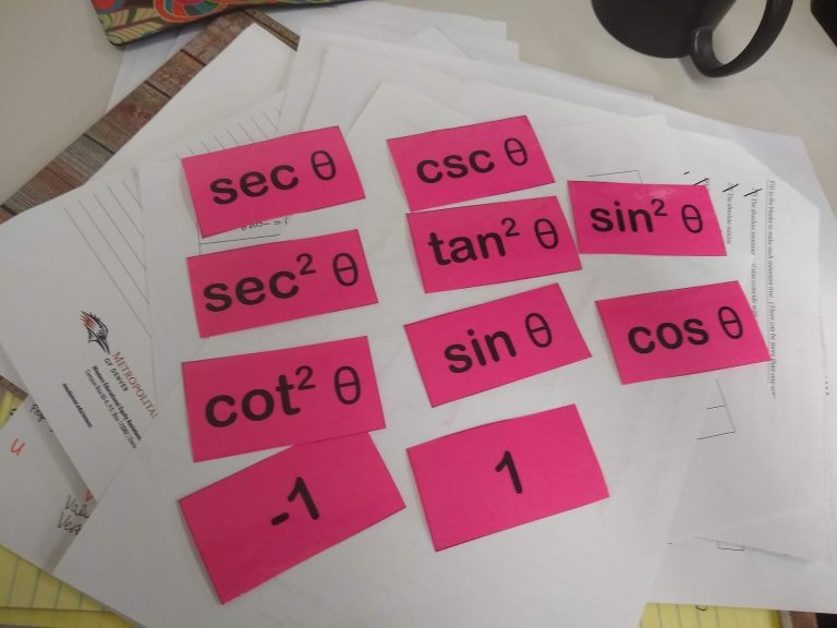 answer cards for trig identities challenge activity.