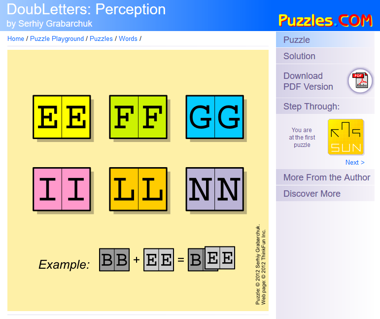 example of double letters puzzle (doubletters) 