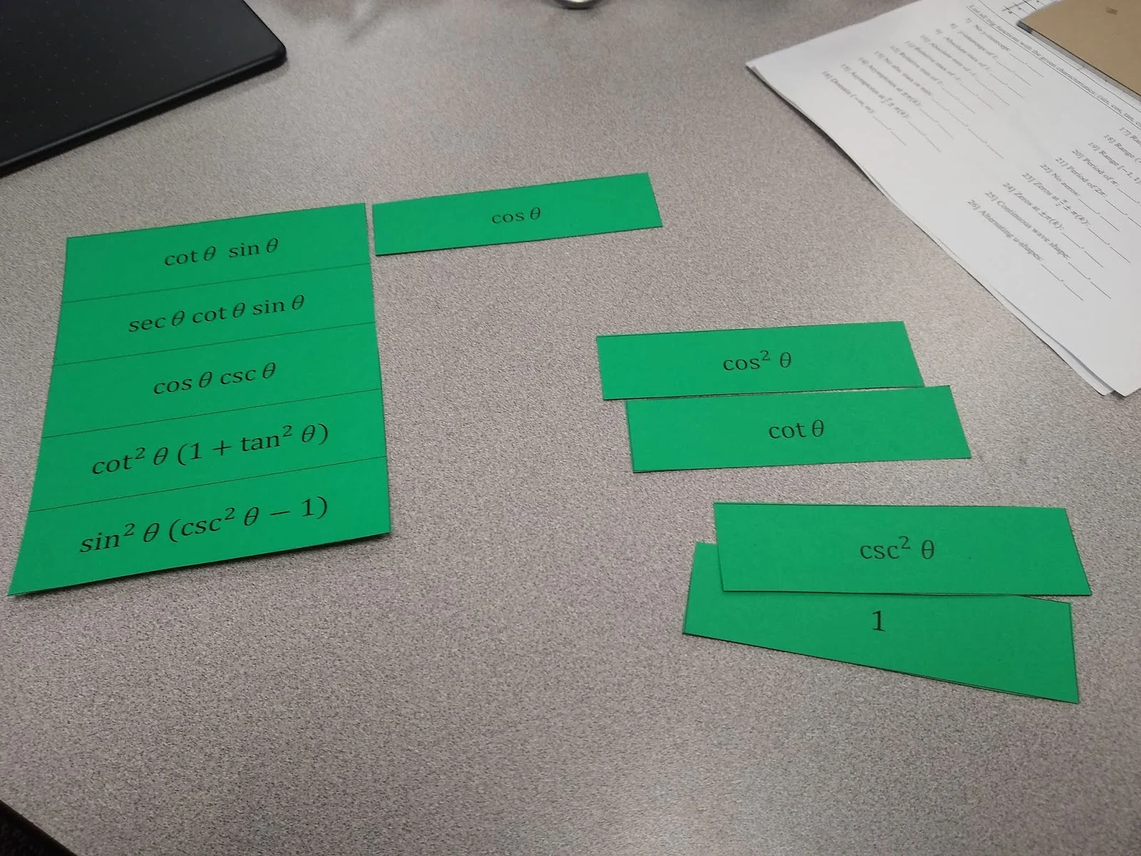 Trig Identities Matching Activity for Pre-Calc