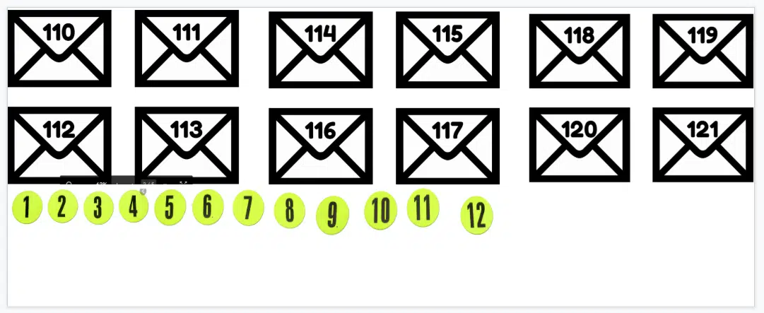 Twelve Envelopes Puzzle Google Slides. 