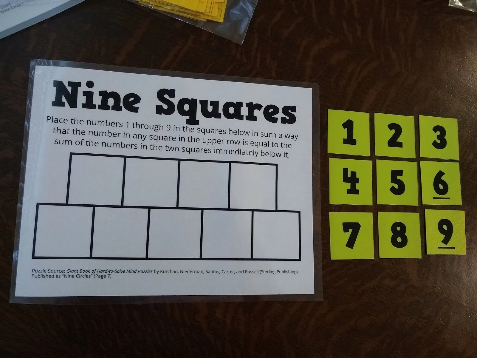 Nine Squares Puzzle