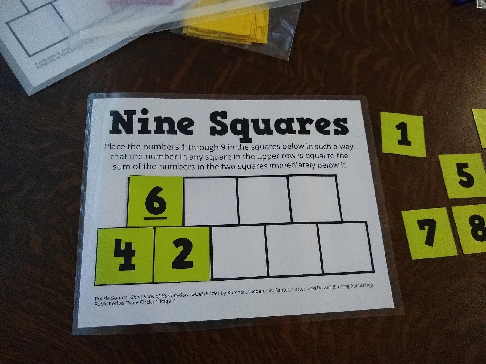 Nine Squares Puzzle
