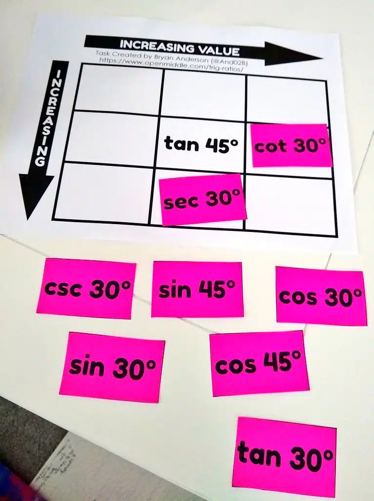 Trig Ratio Puzzle Open Middle Style Puzzle by Bryan Anderson