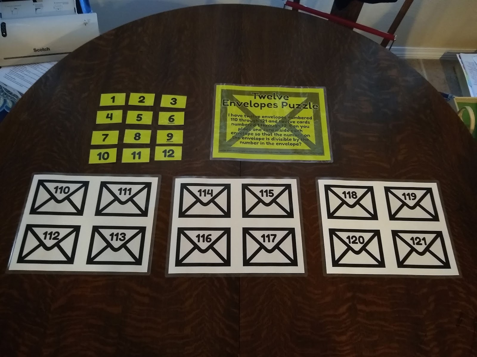 Twelve Envelopes Puzzle