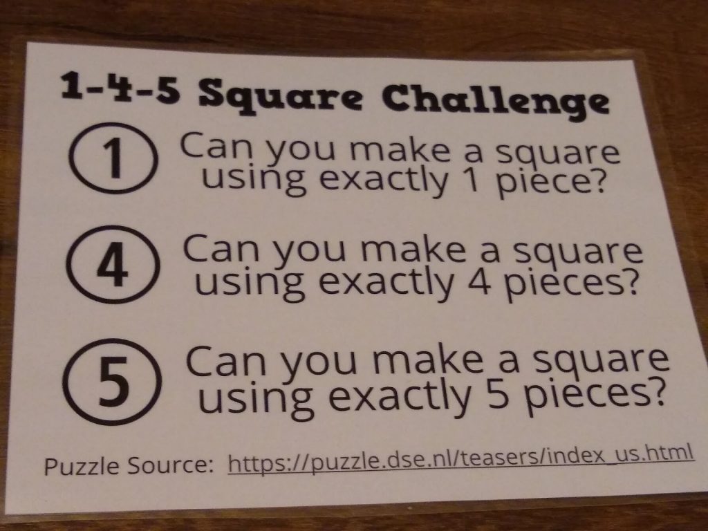 Instructions for 1-4-5 Square Challenge