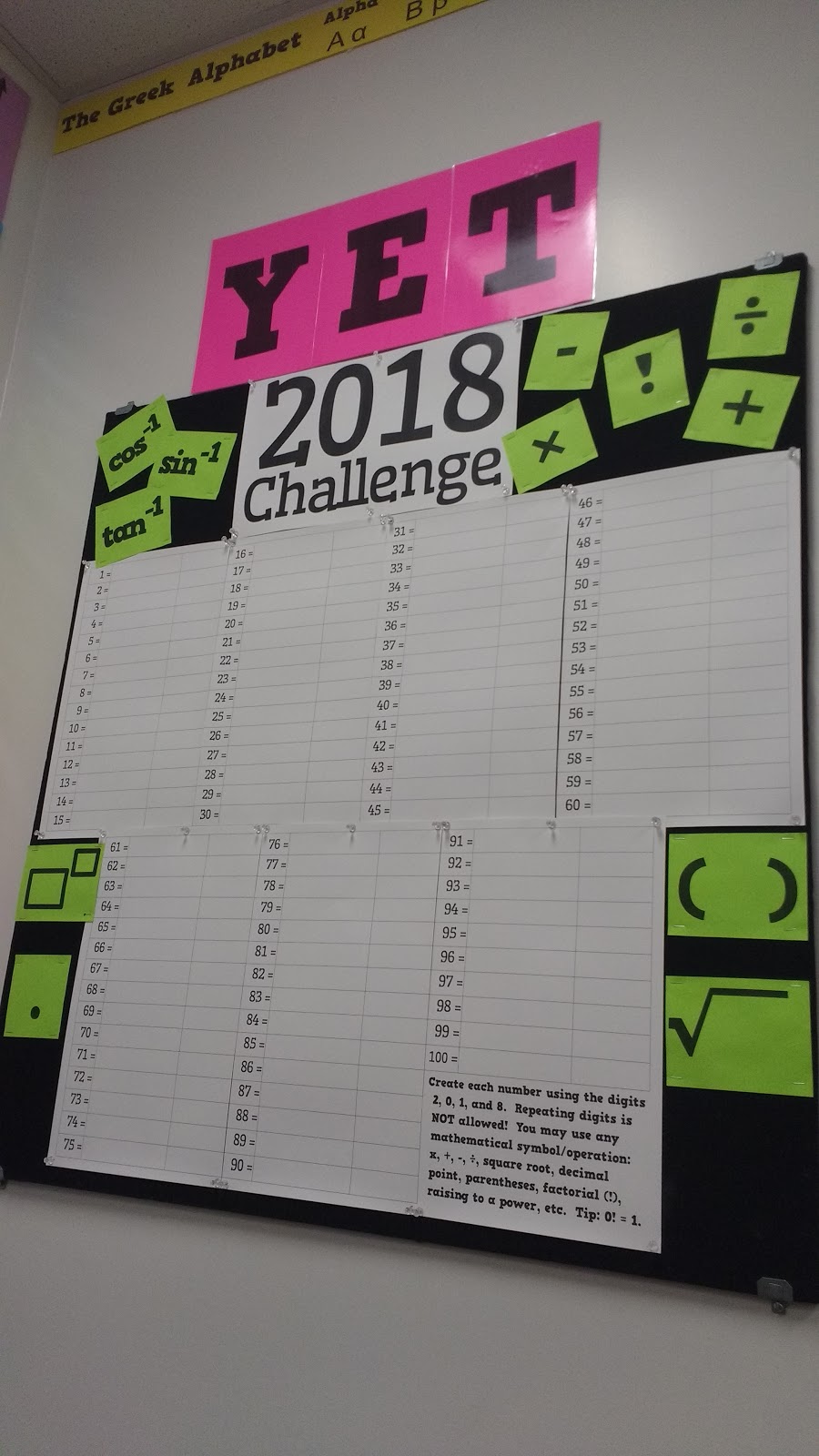 2018 Challenge Bulletin Board. 