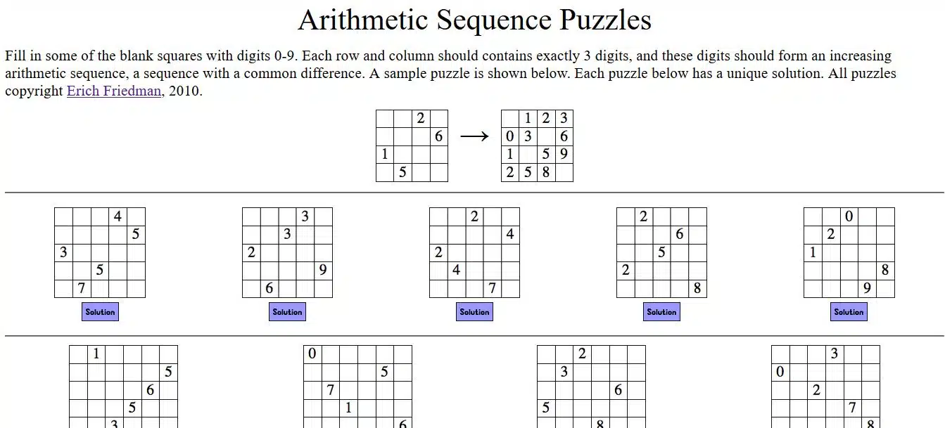 erich friedman puzzles