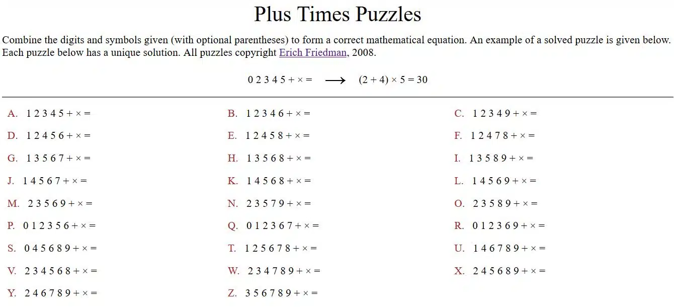 erich friedman puzzles