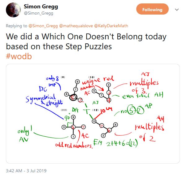 Simon Gregg Tweet about Step Puzzles