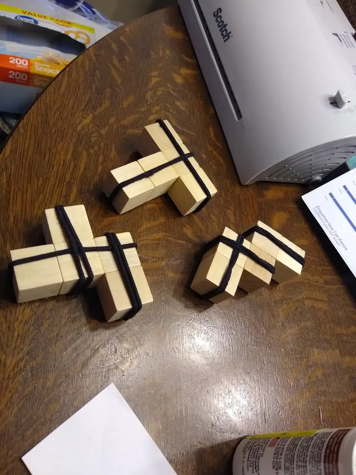 Three Immovable Pentablocks Puzzle