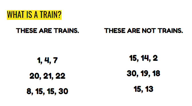 slide with question: these are trains. these are not trains. 