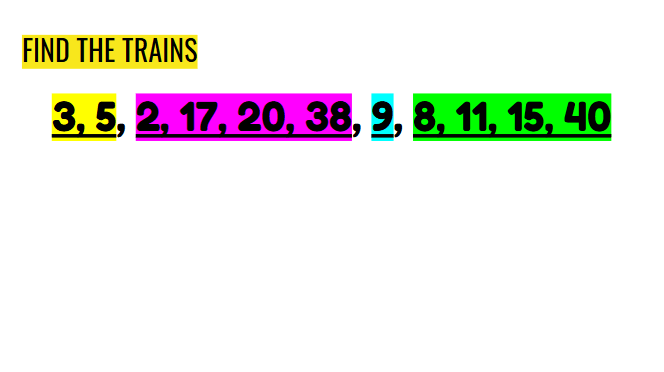 answer to "find the trains." 