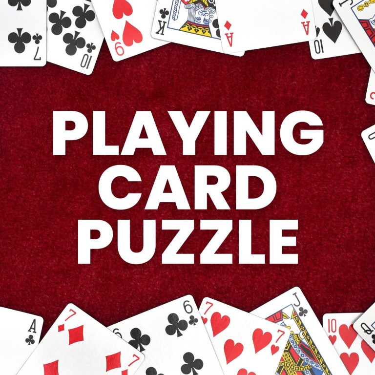 two lines of playing cards with text "playing card puzzle" 