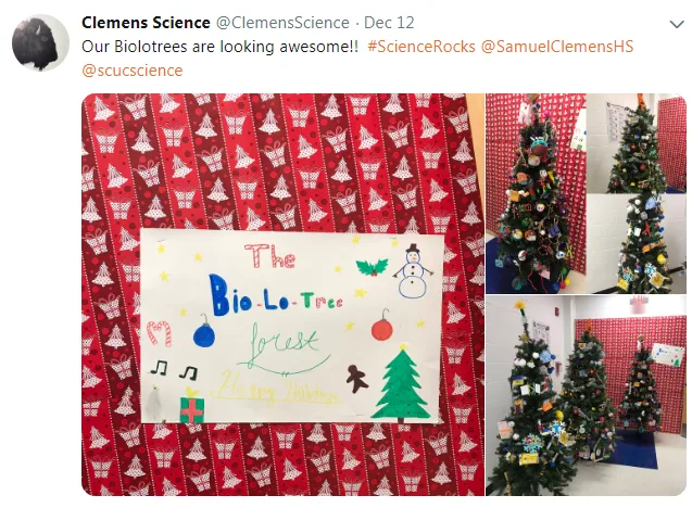 biology themed christmas trees 