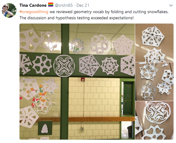 snowflakes on classroom wall. 