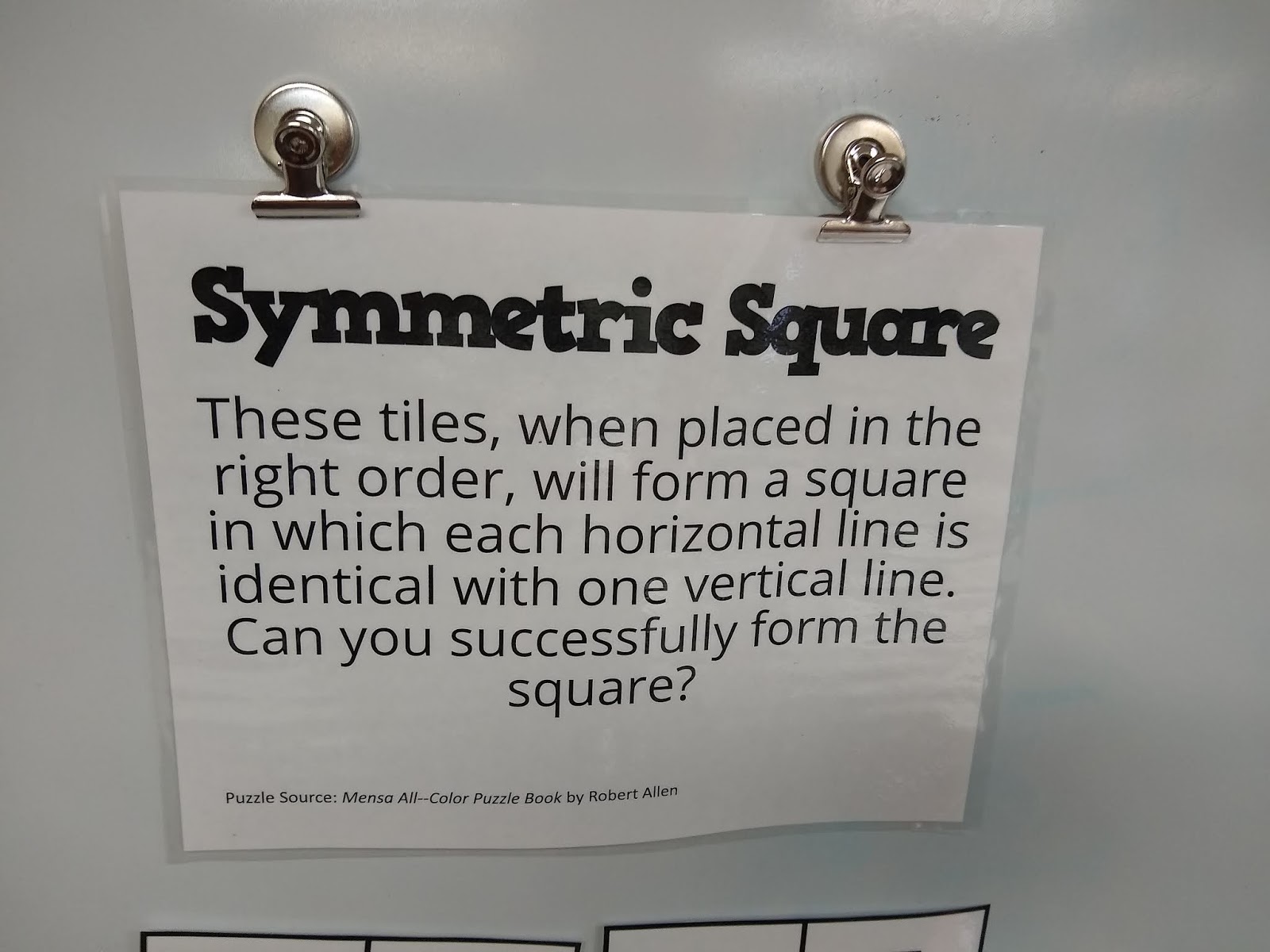 Symmetric Square Puzzle Instructions. 