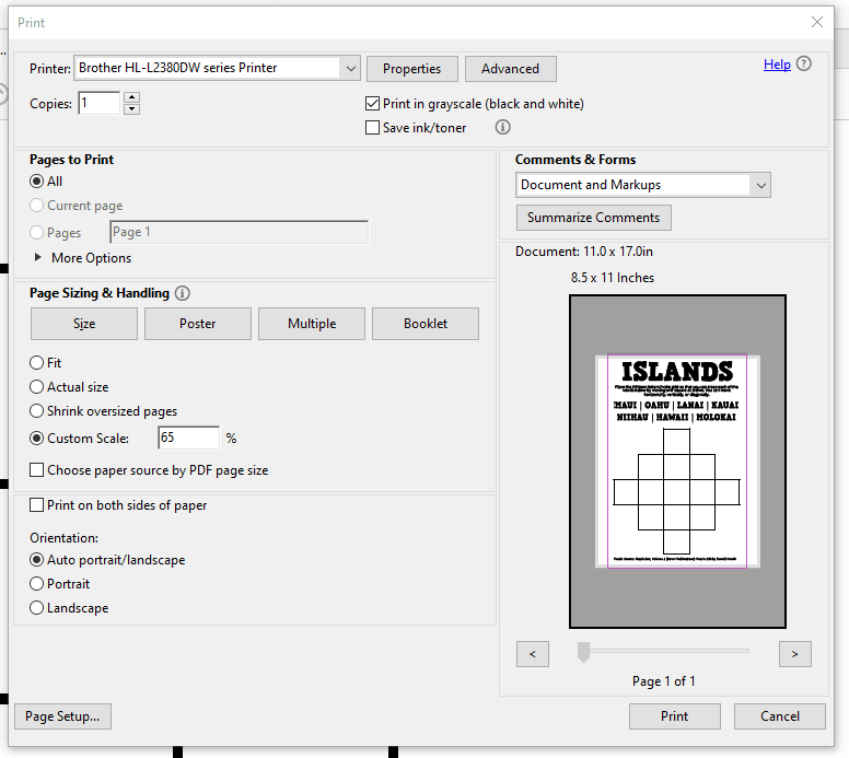 printing instructions for islands puzzle 
