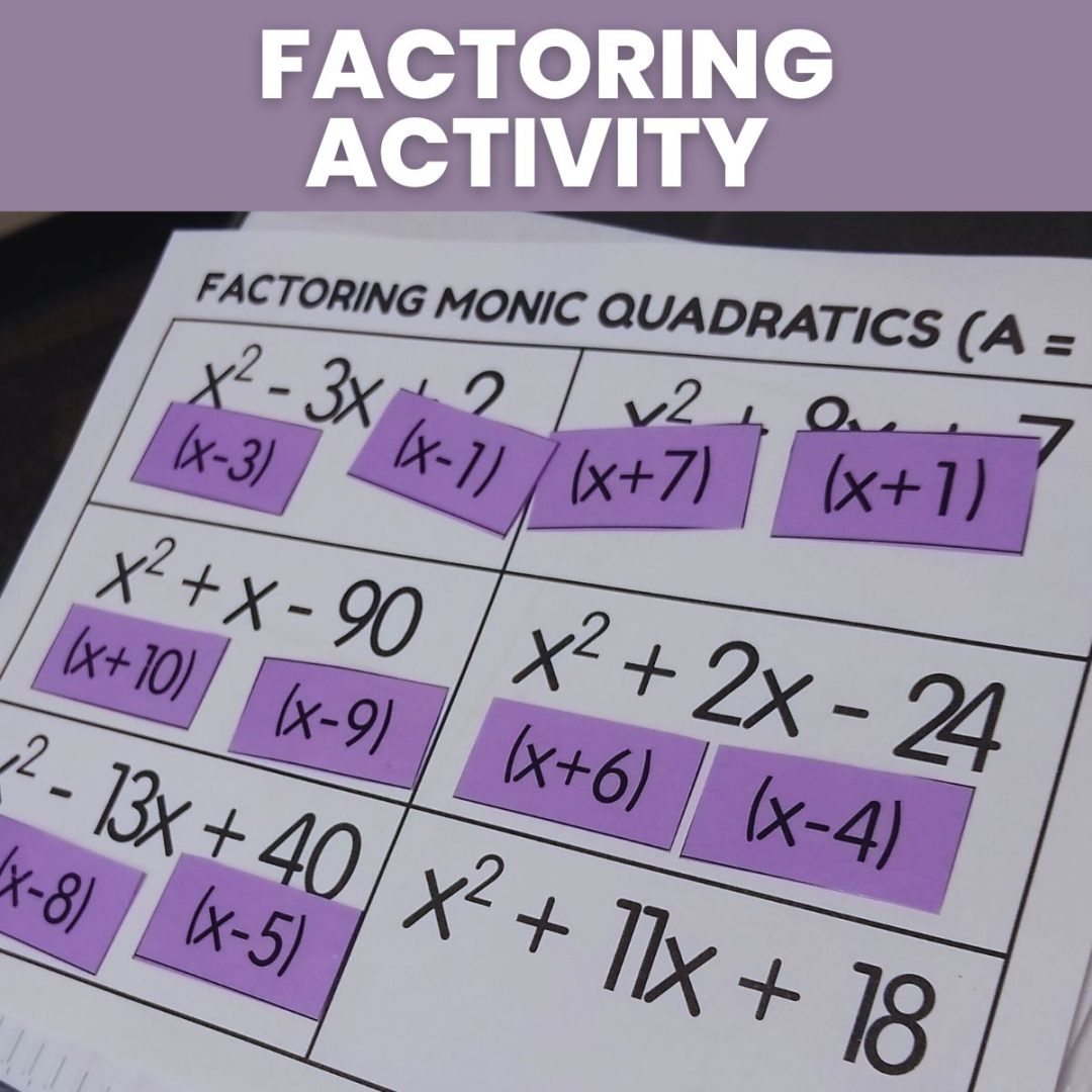 Factoring Quadratics Using The Box Method Foldable Math Love