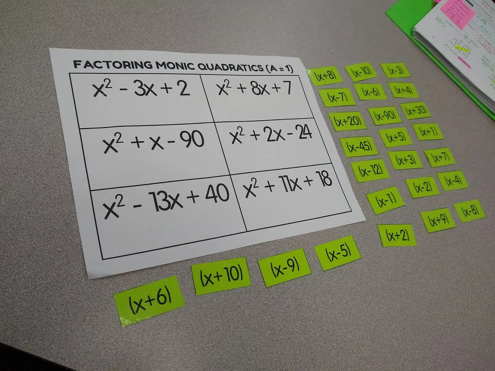 Factoring Quadratics Activity