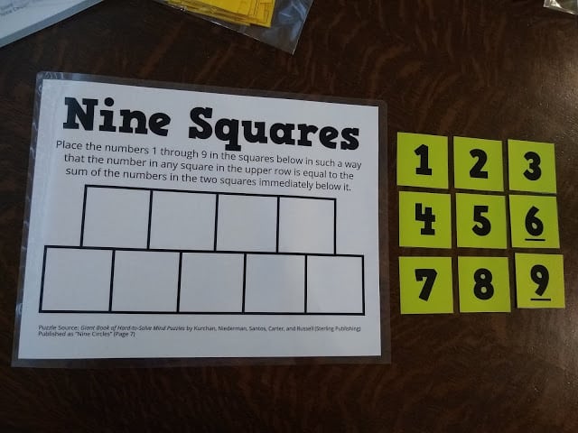 Nine Squares Puzzle | Math = Love