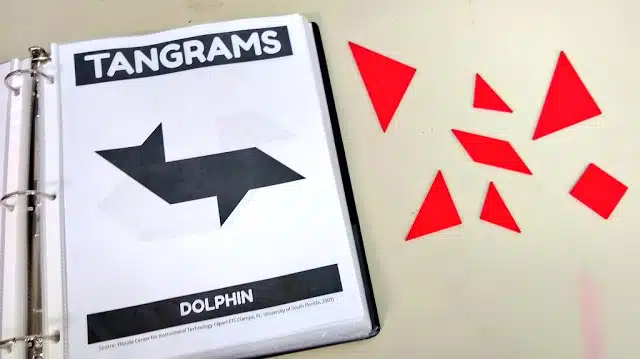 Binder with Free Printable Tangram Puzzles. 