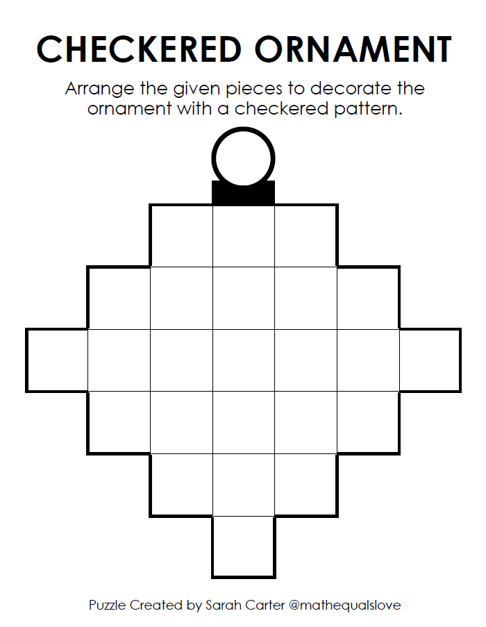 Checkered Ornament Puzzle - Printable Christmas Puzzle