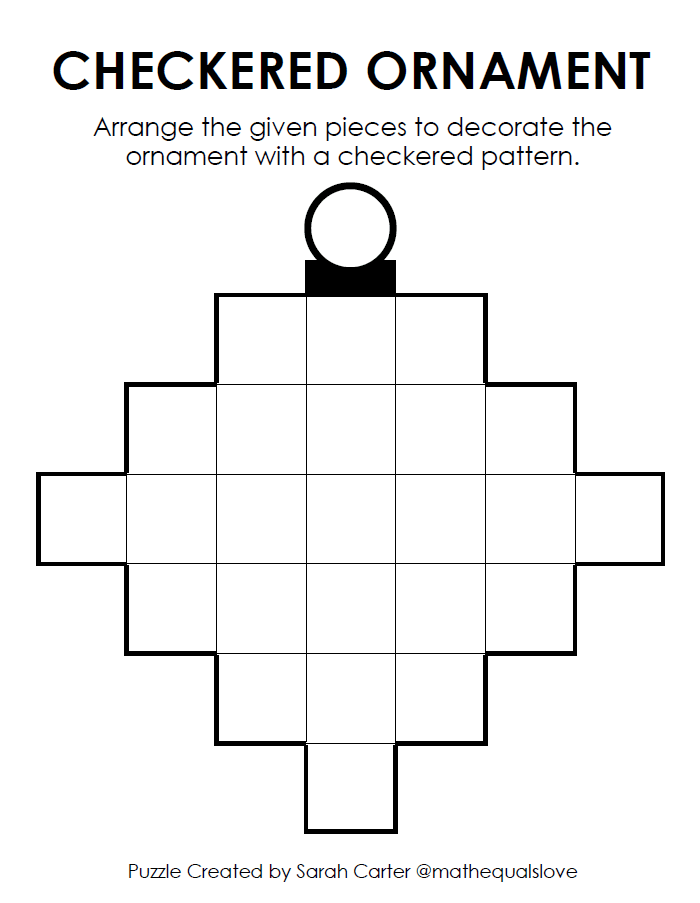 Checkered Ornament Puzzle - Printable Christmas Puzzle