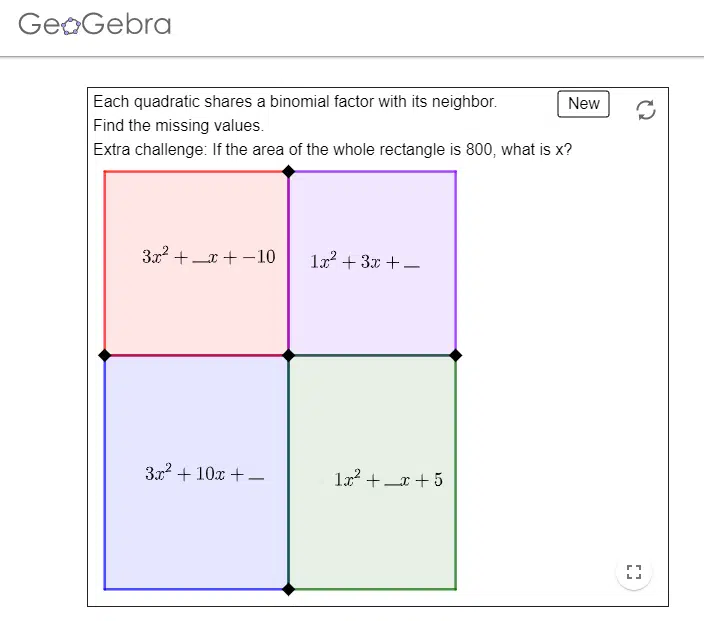 John Golden Geogebra Adaptation of Shared Factors Puzzle. 