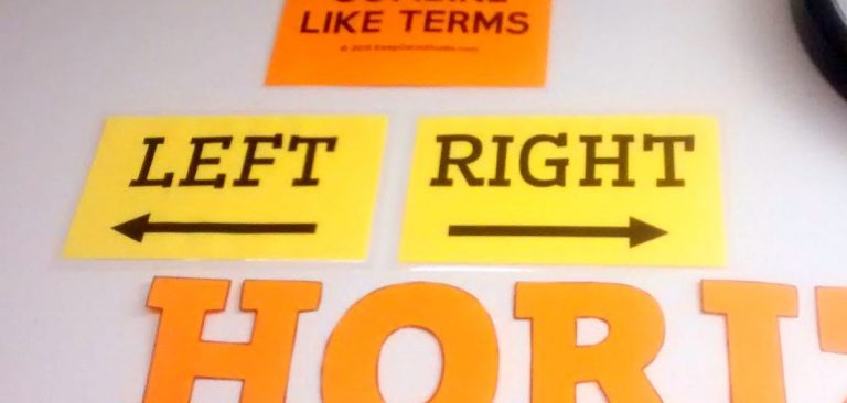 left and right posters hanging in classroom.