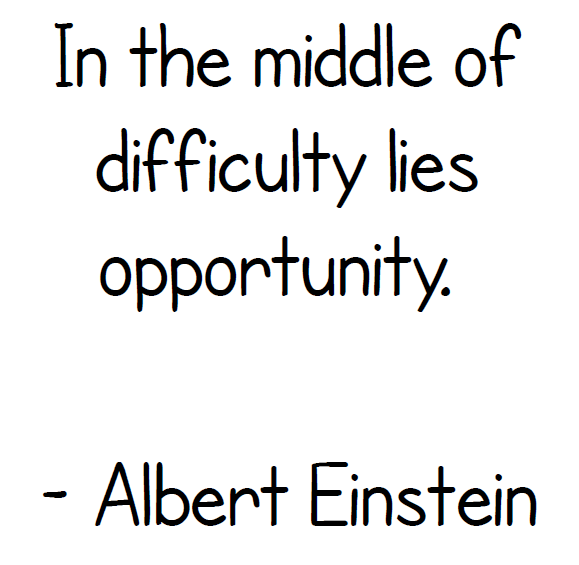 Albert Einstein Quote Poster - In the middle of difficulty lies opportunity. 
