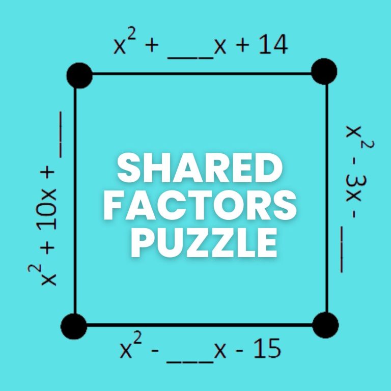 Shared Factors Quadratics Puzzle by mathequalslove