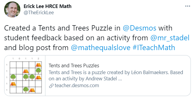 tents and trees puzzle desmos