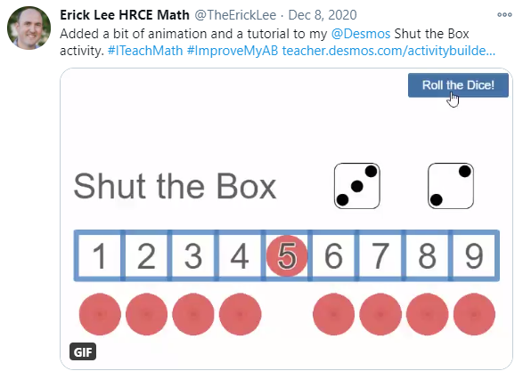 shut the box dice game desmos