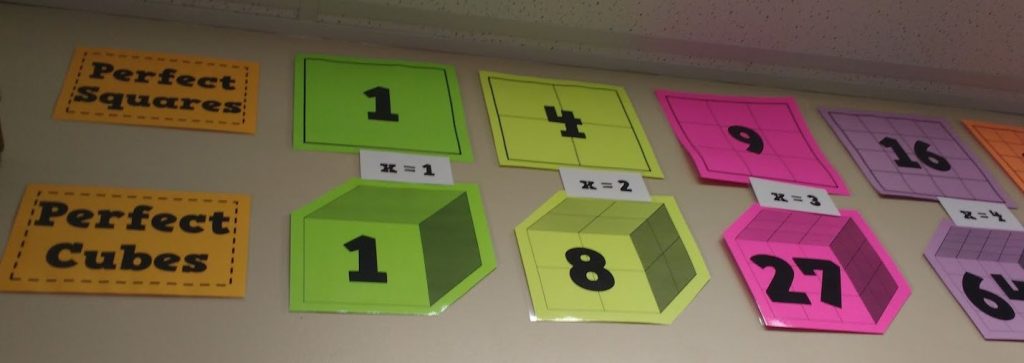 perfect squares and perfect cubes posters for high school math classroom decorations