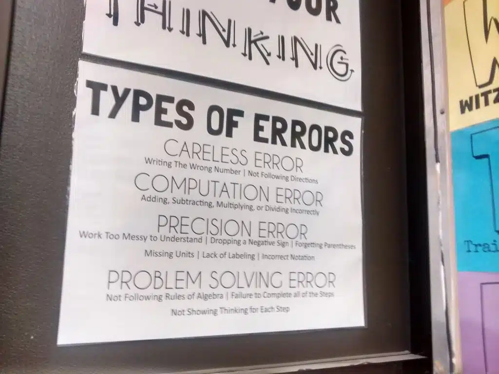 Types of errors poster