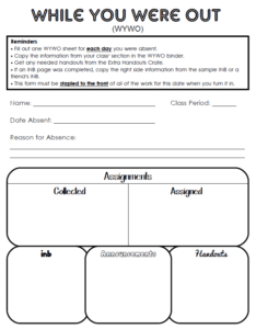 Classroom Forms for Organizing Absent Work | Math = Love