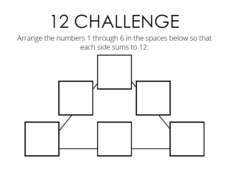 9-10-11-12 Challenge Math Puzzle Brainteaser 