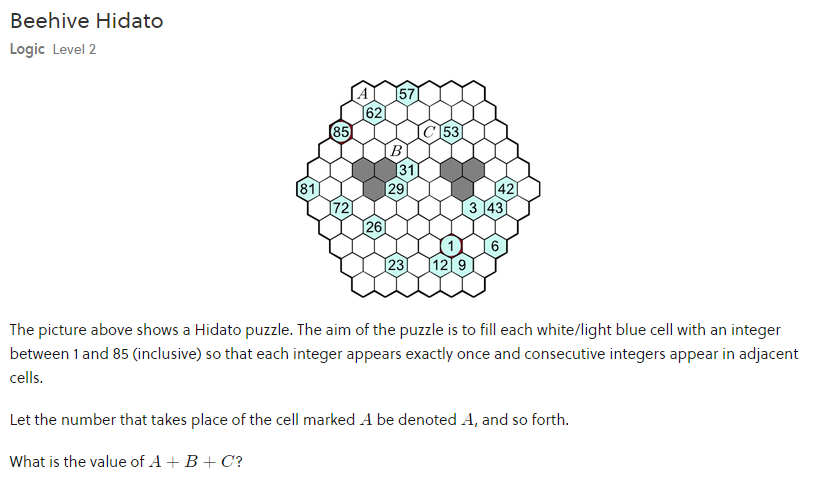 beehive hidato puzzle from brilliant.org. 