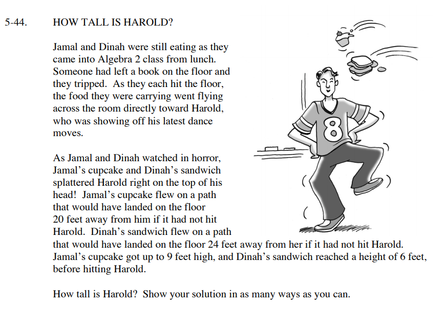 how tall is harold systems of quadratics task