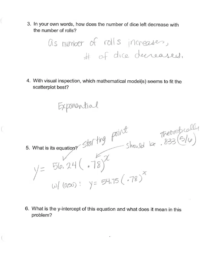 no fives dice activity exponential decay