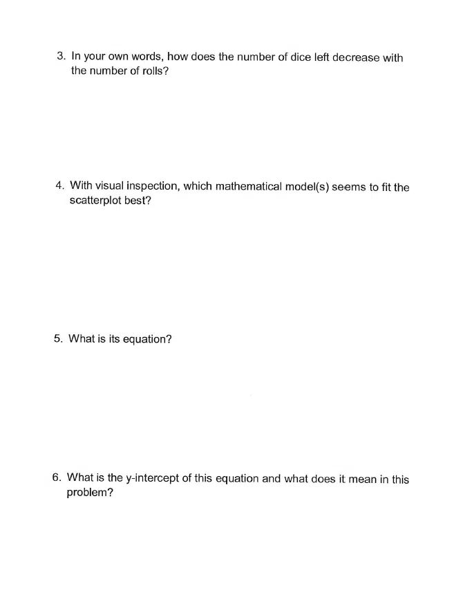 no fives dice activity exponential decay