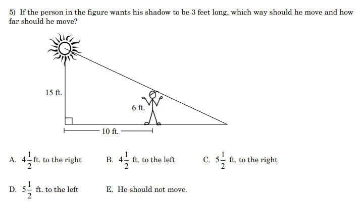 shadows task involving similar triangles