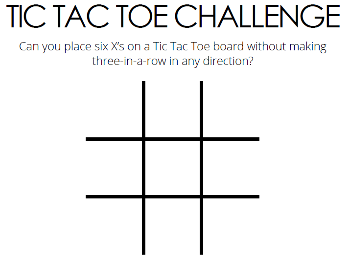 tic tac toe challenge puzzle instructions