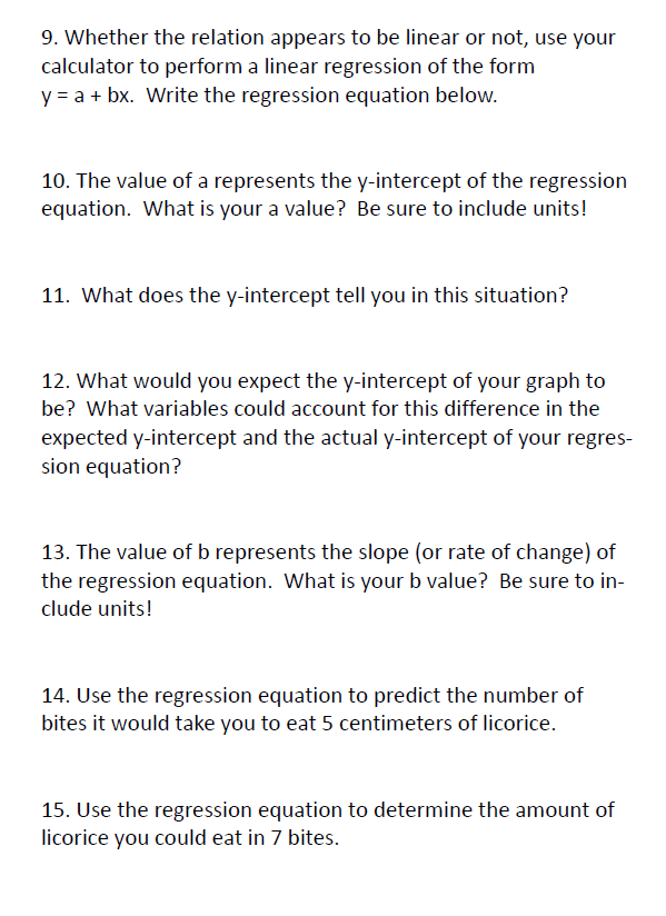 twizzlers linear regression lab algebra statistics activity