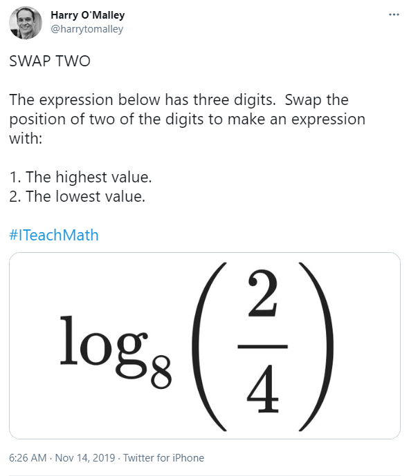 swap two logarithms task harry o'malley