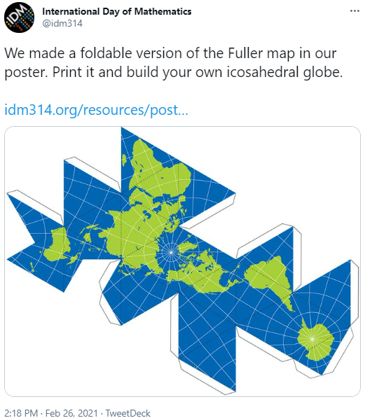 foldable icosahedral globe. 