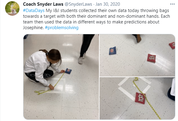 classroom cornhole data collection activity. 