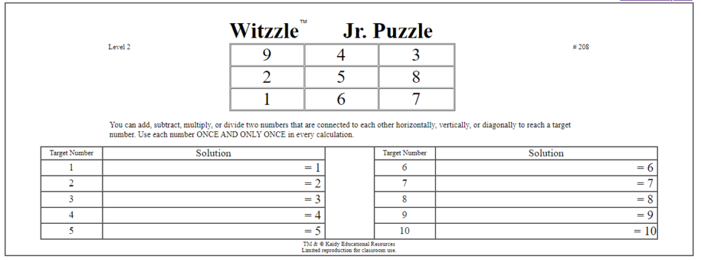 witzzle jr puzzle. 