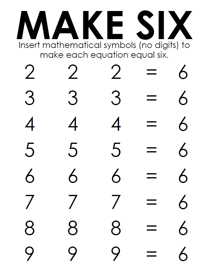 make six puzzle number challenge
